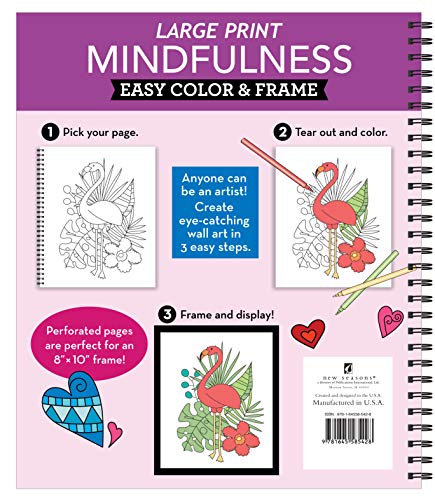 Coloring Book | Large Print Easy Color & Frame | Mindfulness | Stress Free | Adult Coloring Book | Kids Coloring Book