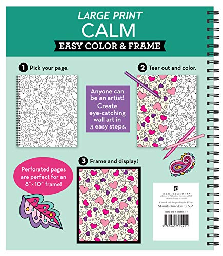 Coloring Book | Large Print Easy Color & Frame | Calm | Adult Coloring Book | Kids Coloring Book