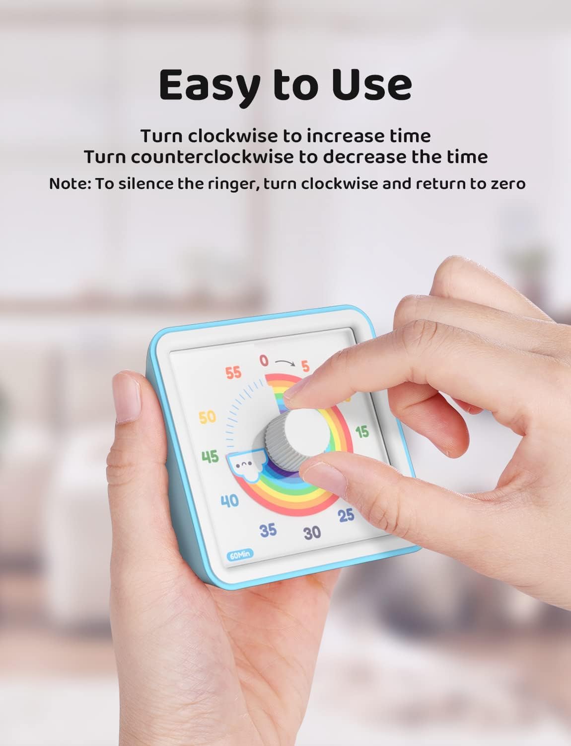 Get LIORQUE Visual Timer for Kids Autism - 60 Minute Countdown, Rainbow Design, Silent, No Ticking!