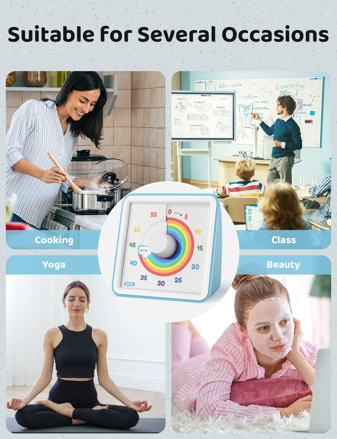 Get LIORQUE Visual Timer for Kids Autism - 60 Minute Countdown, Rainbow Design, Silent, No Ticking!