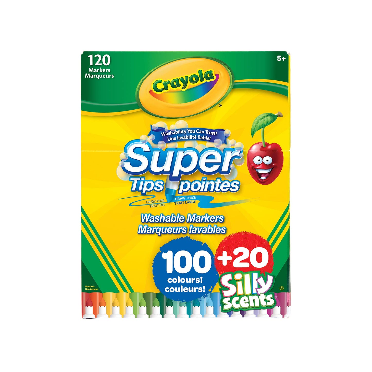 Crayola | Super Tips | Washable Markers | 120 Count | Plus 20 Silly Scents | Holiday | Toys | Gift | Boys and Girls | Kids | Arts and Crafts