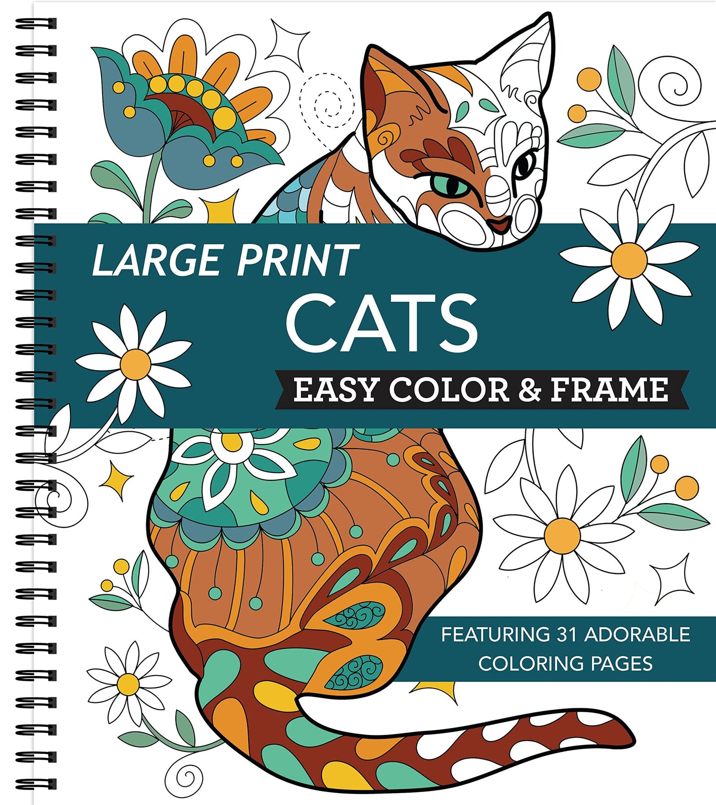 Coloring Book | Large Print Easy Color & Frame | Cats | Stress Free | Adult Coloring Book | Kids Coloring Book