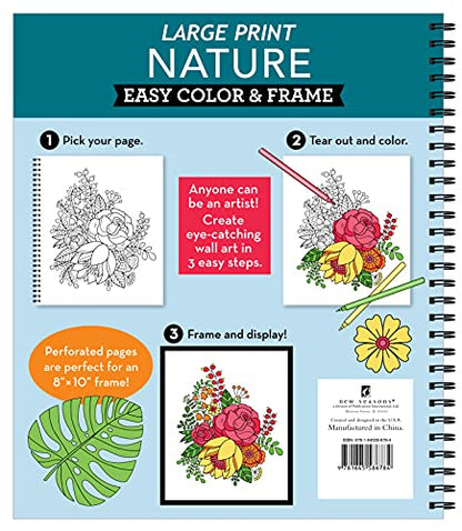 Coloring Book | Large Print Easy Color & Frame | Nature | Stress Free | Adult Coloring Book | Kids Coloring Book