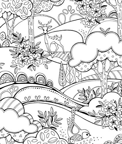 Coloring Book | Large Print Easy Color & Frame | The Forest | Stress Free | Adult Coloring Book | Kids Coloring Book
