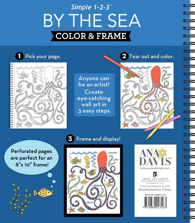 Coloring Book | By the Sea | Colour & Frame | Ocean Treasures | Adult Coloring Book | Kids Coloring Book