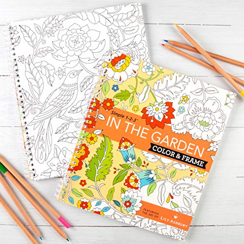 Coloring Book | Large Print Easy Color & Frame | In The Garden | Stress Free | Adult Coloring Book | Kids Coloring Book