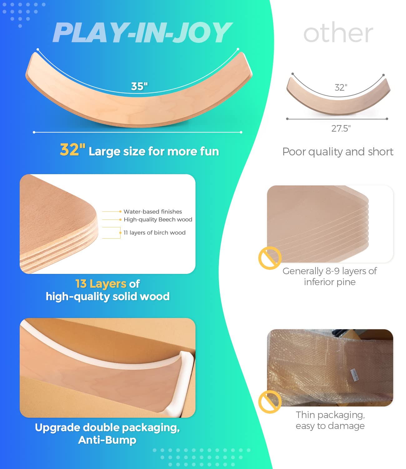 Natural Wood Wobble Board