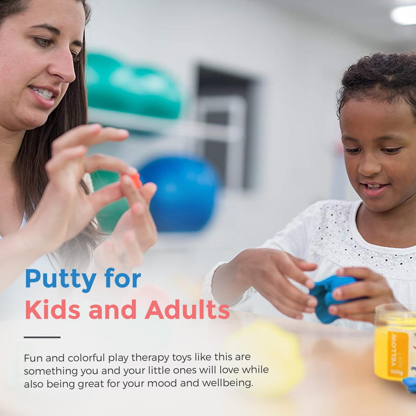 Playlearn Therapy Putty - 5 Strengths - for All Ages - Extra Soft to Firm