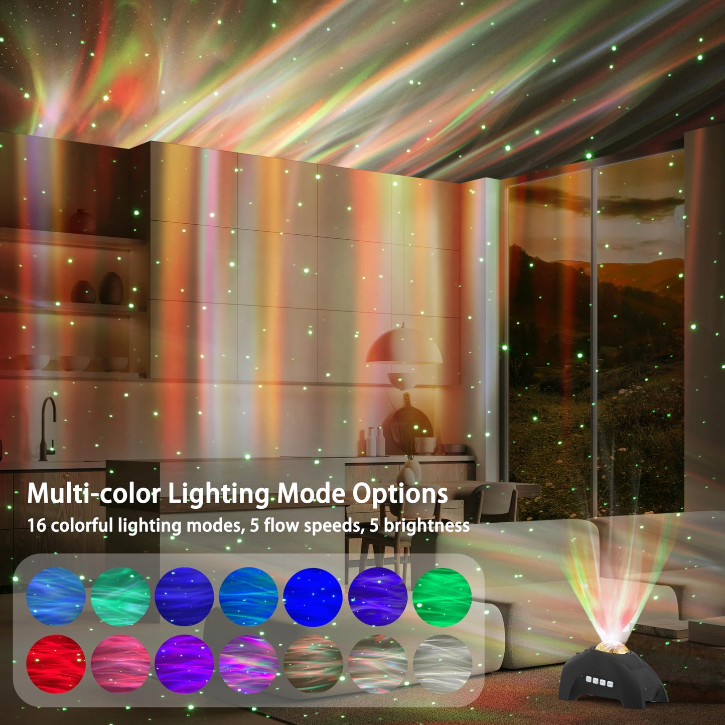 Sensory Night Light | AIRIVO Northern Lights Aurora Projector | Star Projector | Music Speaker | White Noise | Galaxy Projector | For Kids | For Adults | Home Decor | Bedroom Ceiling Dance Party