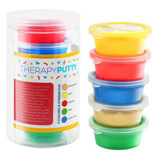 Playlearn Therapy Putty - 5 Strengths - for All Ages - Extra Soft to Firm
