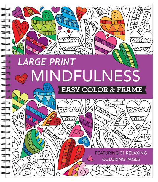 Coloring Book | Large Print Easy Color & Frame | Mindfulness | Stress Free | Adult Coloring Book | Kids Coloring Book