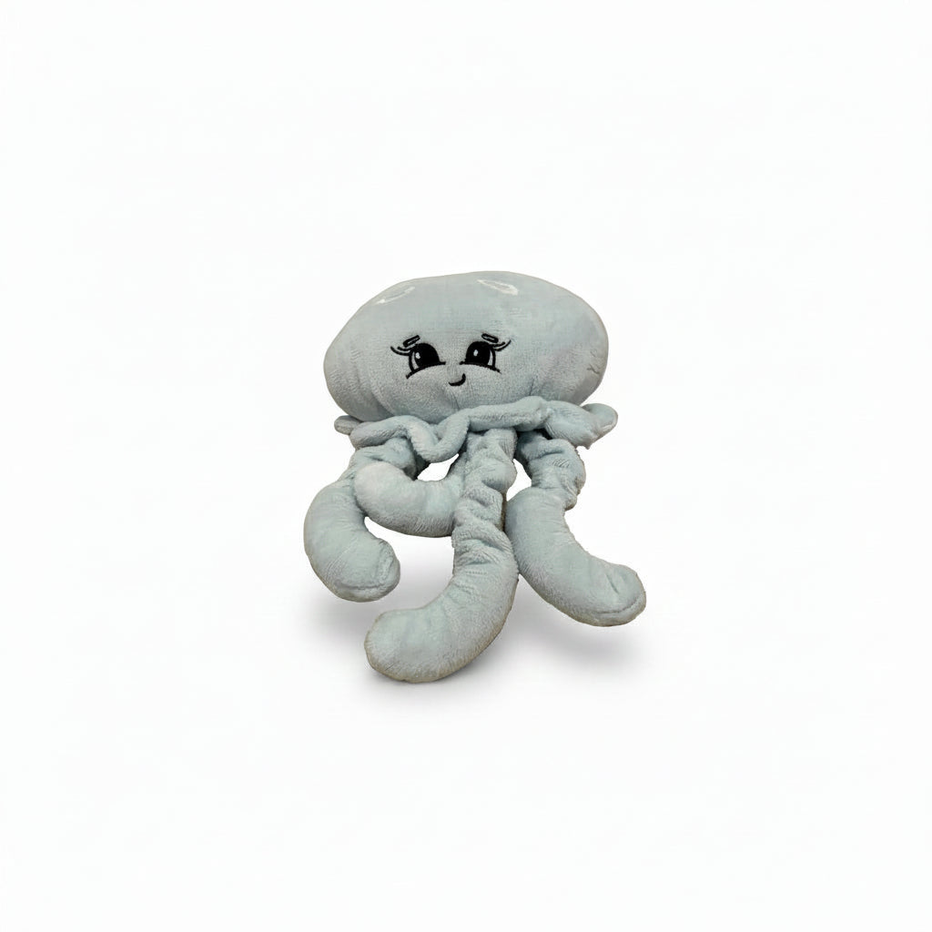 Moon jellyfish supportive little buddy on white back ground