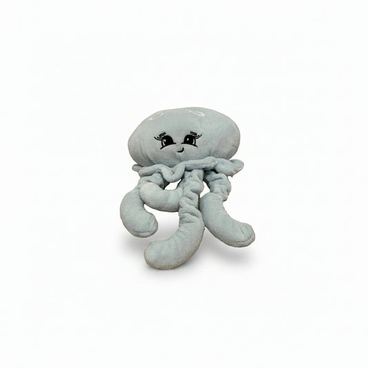 Moon jellyfish supportive little buddy on white back ground