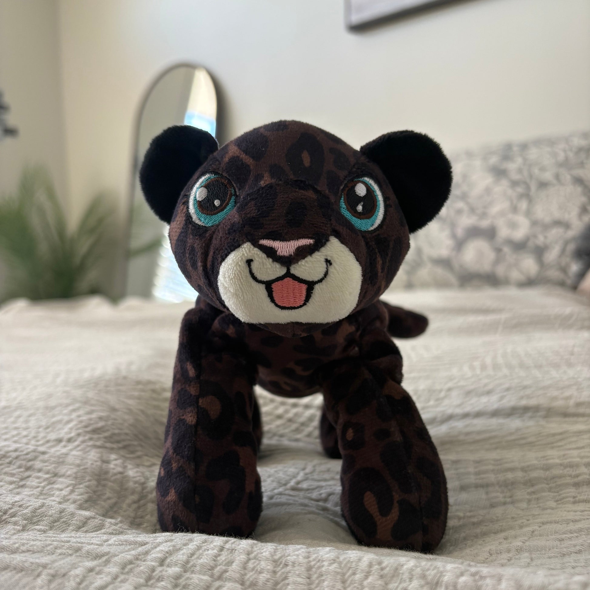 black leopard weighted stuffed animal