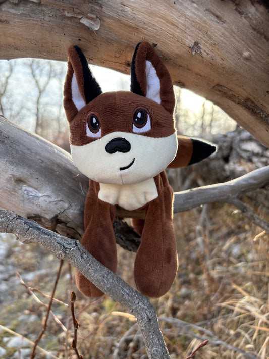 fox supportive little buddy resting on a branch