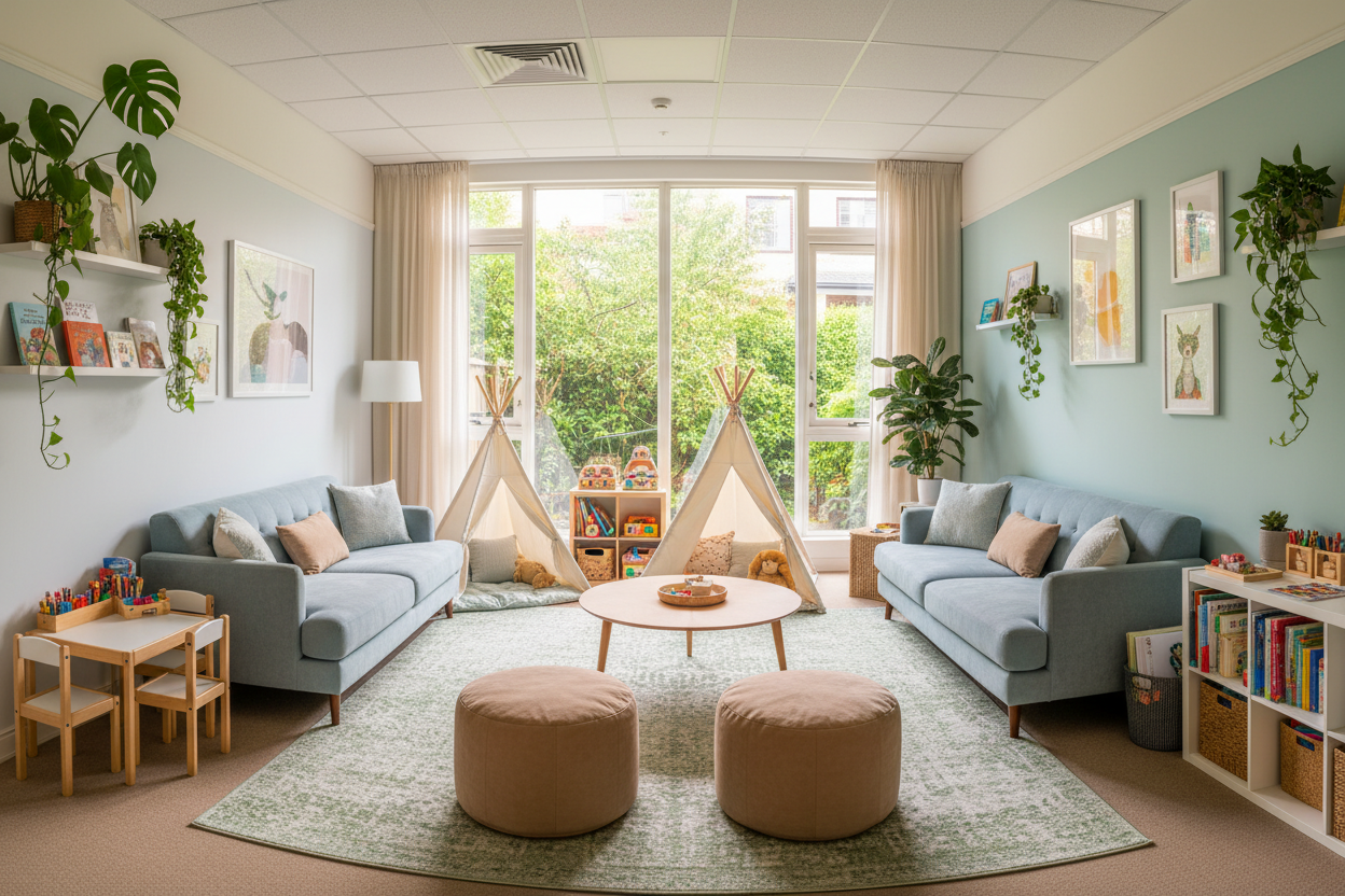 therapy offices, children, family