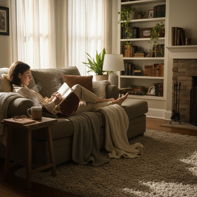 think it out journal, comfort of home, person journaling